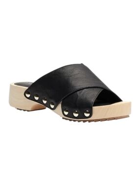 Kelsi Dagger Gear Black Vegan Leather Clog Sandals 7